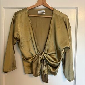 Urban Outfitters Green Satin Blouse